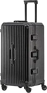 [GGQAAA] Luggage Sets Check in: Suitcase with 5 Spinner Wheels, 30 inch 3:7 Container Ratio with Multi-funtional Aluminum Frame and TSA Luggage Lock Large Size (Black, 17.91 * 14.57 * 33.66in)