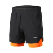 Lixada Men 2 in 1 Running Shorts Quick Drying Breathable Active Training Exercise Jogging Marathon C Multicolor M