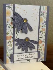 Handmade Purple Daisy Mother’s Day Card – “Because of You, I Am Me”