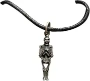 Skeleton pewter metal black cord pendant