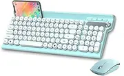 Wireless Keyboard and Mouse Combo,2.4Ghz USB Rechargeable Keyboard with Phone Holder,Full Size Keyboard and Mouse Set for Computer,Laptop and Desktop (Light-Green)