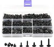 LBY 900pcs M2.3 M2.6 M3 Phillips Truss Head Self Tapping Screws, Wafer Head Screws, Pan Head with Washer Screw 9 Sizes Self Tapping Screws Assortment Kit, Carbon Steel Blacking