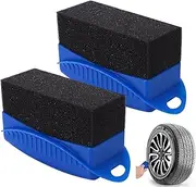 Xinghonyac 2 Pcs Car Wheel Waxing Sponge Tire Shine Applicator, Tire Dressing Applicator, Car Tire Shine Applicator Tire Shine Sponge Pad, Reusable Tire Polish Applicator (Blue)