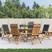 Reclining Garden Chairs with Cushions 6 pcs, Outdoors Patio Chairs, Dining Chair with Armrest for Patio, Restaurant, Lawn, Garden, Yard, Poolside, 120 x 50 x 3 cm, Black