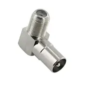 F-Type Female to PAL Male RF Aerial Antenna Plug Right Angle Connector Adaptor