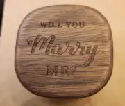 Ring Bearer Pillow Box for Wedding Walnut Engagement Ring Will You Marry Me