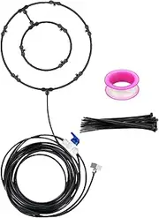 Fan Mist Kit - Mist Cooling System for Outdoor Use, with 32 Foot Mist Cable and 8 Brass Nozzles, Outdoor Fan Mist Cooling System, Garden Fan Accessories, Water Mist Valve
