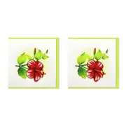 2x Boyle Handmade Paper 15x15cm Quilled Blank Greeting Card w/ Envelope Hibiscus