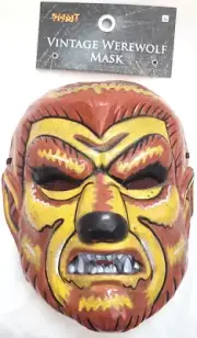 Wolfman Plastic Adult Halloween Half Mask Classic Style Mesh Eyes Werewolf Vtg
