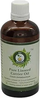 R V Essential Pure Linseed Carrier Oil 100ml- Linum Usitatissimum (100% Pure and Natural Cold Pressed)