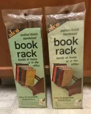Vintage 2 Lot 1967 ALCO Walnut Finish Hardwood Book Rack Handy UnOpened Package