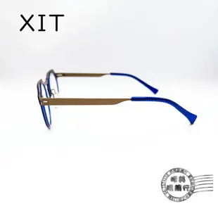 ◆明美鐘錶眼鏡◆ XIT eyewear C024 008 圓形撞色(藍色X棕色)手工鏡框/光學鏡框