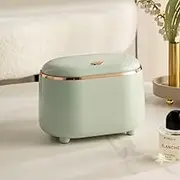 Recycle bin Plastic Creative Mini Desktop Trash can with lid Small Home Office Cleaning Trash can Button Desktop Storage Bucket Light Trash can, with 50 Trash Bags (Green)