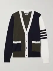 [Thom Browne] Thom Browne - Fun Mix Striped Color-block Wool Cardigan - Gray - IT46 IT 46 Gray