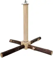 Dickly Parrot Toy Perch Bird Stand Rotatable Rest Portable Wooden Parrot Play Stand Interactive Toy for Conures Parakeets Lovebirds