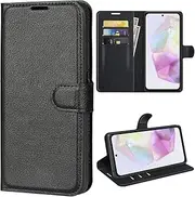 [T Tersely] Case Cover for Samsung A35 4G/5G, Cowhide Pattern Leather Case Magnetic Wallet Cover with Card Slots Flip Protective Phone Case -Black