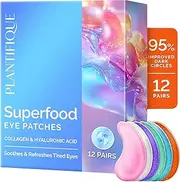 PLANTIFIQUE Superfood Under Eye Patches Dark Circle 12 Pairs with Hyaluronic Acid, Valentines Day Gifts Eye Mask for Dark Circles - Puffy Eyes Skincare Gel Patches Anti-Aging for Women & Men