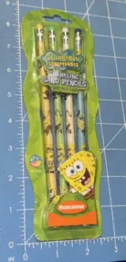2001 SpongeBob SquarePants Pencils Sparkling Sand Glitter 4 Pencils Nickelodeon