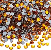 uxcell 1440 Pcs Hotfix Rhinestone Flatback 4mm Gem Crystal Round Resin Trims Beads Gem for Crafts Clothes DIY Decoration Nail Art, (SS16, Gold)