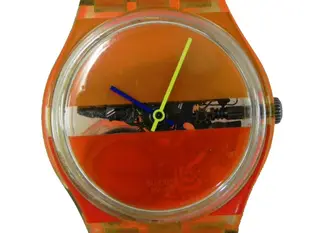 時尚錶 [SWATCH 602] 斯沃琪 一般圓型[橘紅]錶[橘紅色面]石英/中性/新潮錶