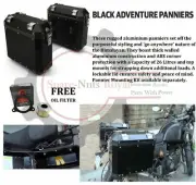 Black Pannier Box Pair With Free Oil Filter For Royal Enfield Himalayan & Scram (for: Royal Enfield)