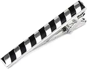 [KUHBDIE] Tie Clip Gift Black and White Striped Jewelry Enamel Wedding Accessories Clip