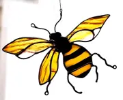 WORKER BEE IN FLIGHT Detailed Stained Glass SUNCATCHER INSECT GARDEN ORNAMENT
