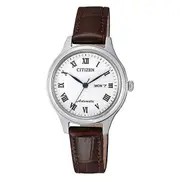 Citizen Brown Leather Band White Dial Automatic Women's Watch - PD7131-16A