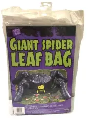 Fun World GIANT SPIDER LEAF BAG Plastic Body Legs Twist Ties Over 7' Wide #91275