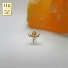 14K Solid Gold Dragon Fly Piercing Internal Thread Earring Flatback 18 Gauge