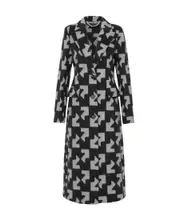 Off-White Geometric Patterned Coat IT38 Black