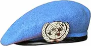 [KIAZHAO] Newsboy Hats for Men Un Blue Beret United Nations Peacekeeping Force Cap Hat with Un Badge Cockade Souvenir