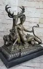 Art Deco Nude Female Diana Hunter Huntress Bronze Sculpture Marble Base EX Sale
