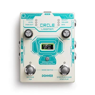 Donner Circle Looper Effects Pedal Drum With Machine Tempo 40 Slot 160 min Loop