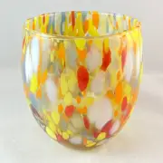 Yellow Venetian Glass Stemless Wine Glass - Handmade in Italy, Murano Glass