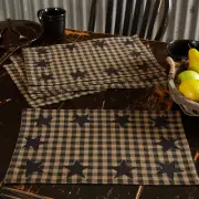 VHC Brands Placemats Black Star Primitive 12x18 Set of 6 Rect Kitchen Decor