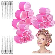 Hair Curlers Rollers, JOVALA 28PCS Jumbo Big Hair Roller Sets with Stainless Steel Duckbill Clip Self Grip for Long Medium Short Thick Thin Hair Bangs Volume Tools