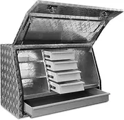 [GIANTZ] 122 X 51 X 71cm Aluminum Tool Box, Tools Storage Boxes Toolbox Under Tray Ute Generator Trailer Multi-Tool Organiser, Fully Welded Seams Lockable Front-Opening Lid Silver
