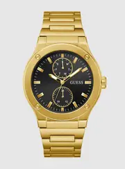 GUESS Men's Gold Black Dial Link Watch