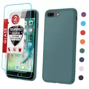 for iPhone 8 Plus Case: iPhone 7 Plus Case with 2 Pack Tempered Glass Green