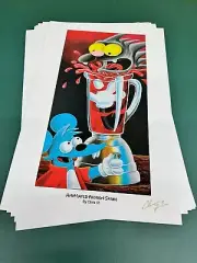 Chris 51 original 11x17 gallery signed print Simpsons Itchy & Scratchy cartoon