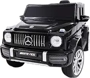 Rigo Kids Ride on Car SUV, AMG G63 Licensed Remote Control 12V Battery Horn Headlight Built-in Music 30kg Capacity Safety Seat Belt Electric Cars for Toddlers Baby Walkers Little Tikes Kid Toy Black