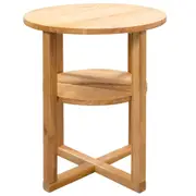 Round Side Table Coffee Sofa Bedside Wooden Living Room Furniture Oak Wood