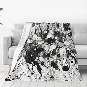 Black and White Splash Pattern Print Micro Fleece Blanket Throw Blanket Ultra-Soft Fuzzy Blankets Light Weight Cozy Blanket Warm Plush Blanket for Home Bedroom Sofa Office 80"x60"