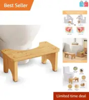 Bamboo Toilet Stool, Wooden Squatting Potty Stool for Adults, 1 Pack,