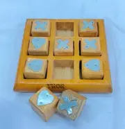 Wooden Noughts and Crosses Tic Tac Toe Pedagogical Board Brain Teaser Games for