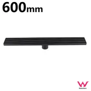 Matt Black SUS 600mm Shower Grate Stripe Fence Floor Drain Watermark 50mm Outlet