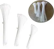 300pcs Heavy Duty Zip Ties, White Nylon Self-Locking Cable Ties, High-Strength Assorted Sizes for Outdoor & Indoor Use (4"+6"+8")