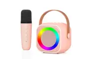 s Karaoke Machine with Microphone and LED Light, Mini Portable Bluetooth Speaker, Ideal Gift for s Ages 4, 5, 6, 7, 8, 9, 10, 12+(Pink)