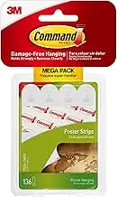Command Poster Strips Mega-Pack 136 Strips White